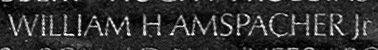 Engraved name on The Wall of Petty Officer Third Class William H. Amspacher, Jr., U.S. Navy